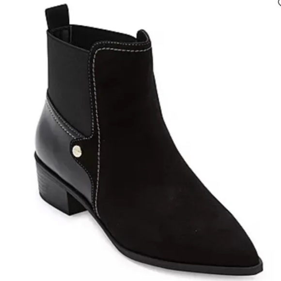 NWT Women's Liz Claiborne Barrington Stacked Heel Booties Size 8 - Black - Picture 1 of 7